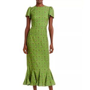 Rhode Lulani Dress Green Needlepoint Bouquet Clover Size 6